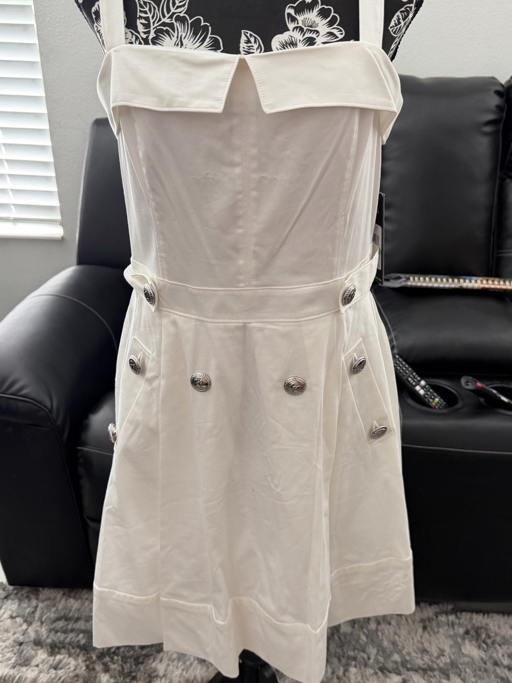 Karl Lagerfeld White Button-Accent Midi Dress